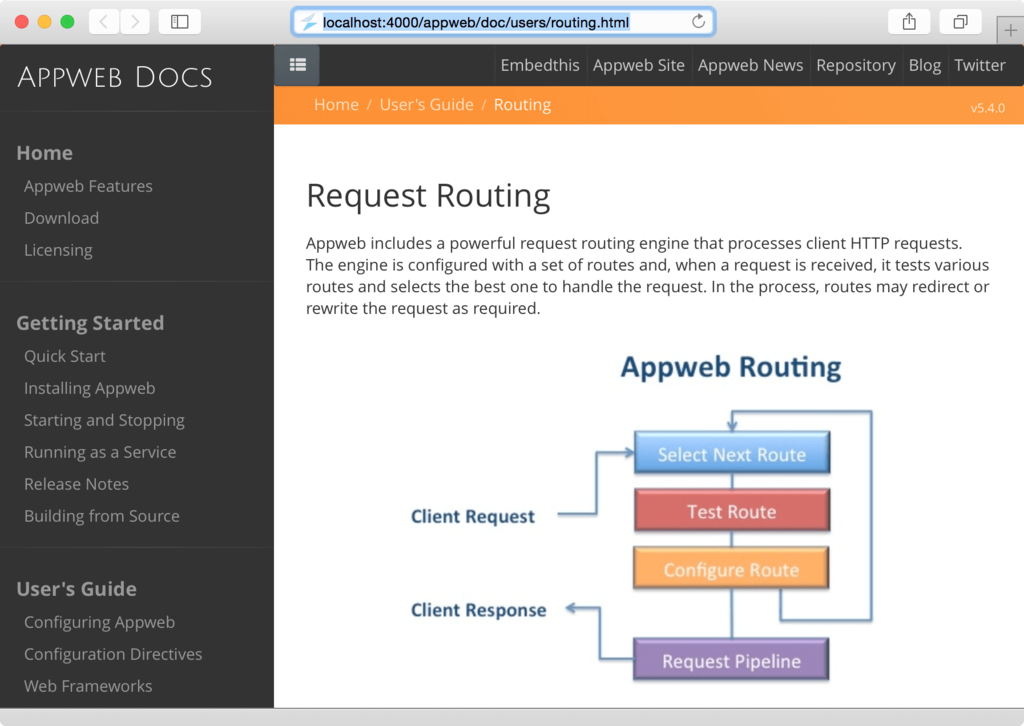 Appweb embedded web server documentation